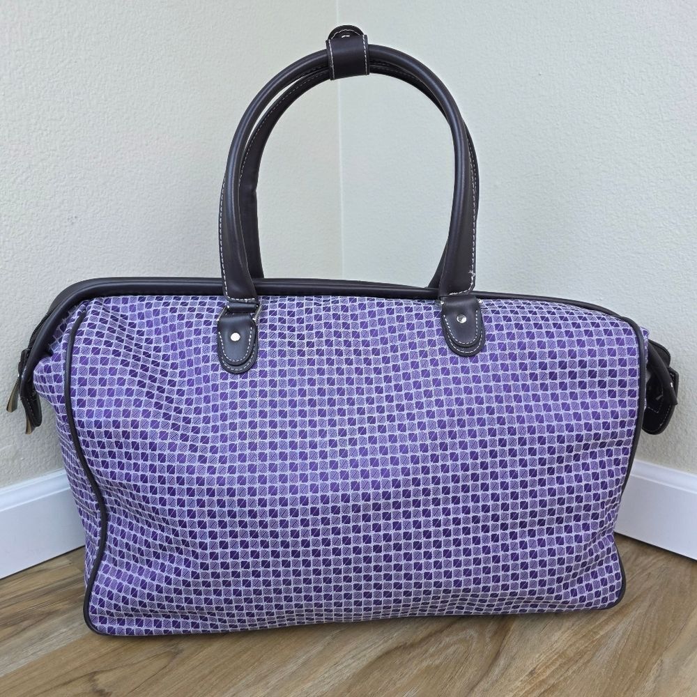 💜Vintage Nine West Purple Houndstooth Overnight/Weekender/Carry-On Bag - Picture 2 of 13